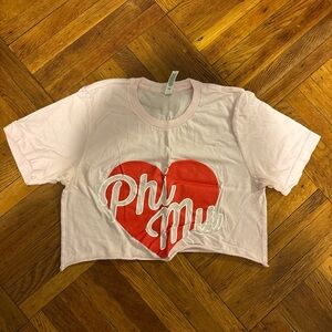 Pink Crop Heart Logo Tee Phi Mu